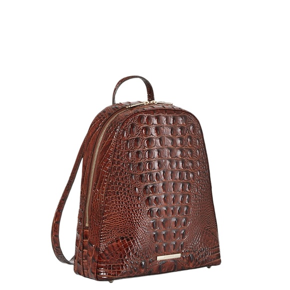 Authentic Brahmin Nola Pecan Croc Embossed Melbourne Leather Backpack Like New - Picture 2 of 4